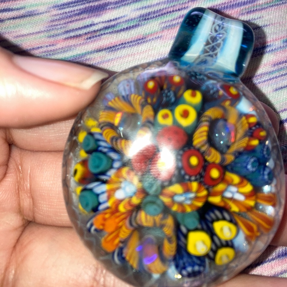 Coral reef glass pendant